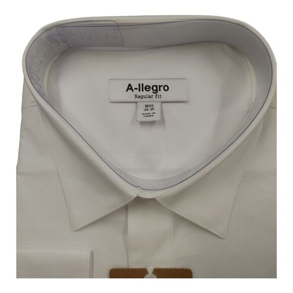 MEN'S ALLEGRO SPREAD COLLAR REG FIT WHITE DRESS SHIRT  CONVERTIBLE CUFFS RS100. - Picture 2 of 4